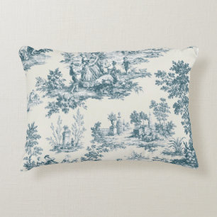 Französisches Toile de jouy sage grün elegant Dekokissen