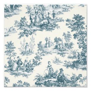 Französisches Toile de jouy sage grün elegant Fotodruck