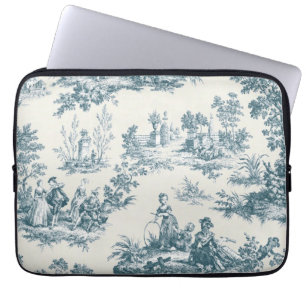 Französisches Toile de jouy sage grün elegant Laptopschutzhülle