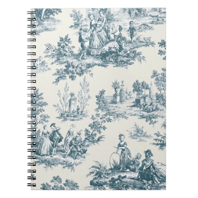 Französisches Toile de jouy sage grün elegant Notizblock (Vorderseite)