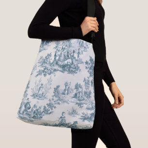 Französisches Toile de jouy sage grün elegant Tragetaschen Mit Langen Trägern
