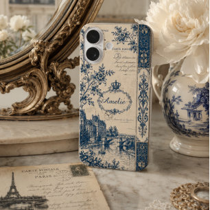 Französisches Toile-Monogramm iPhone 16 Hülle