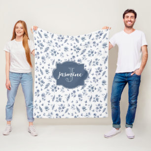 Französisches Toile-Monogramm-Namen-Wasserfarben-B Fleecedecke