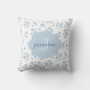 Französisches Toile-Monogramm-Namen-Wasserfarben-B Kissen