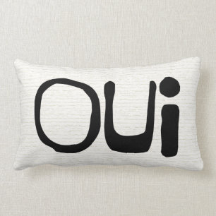 Französisches Typografie-Wurfs-Kissen (Oui) Lendenkissen