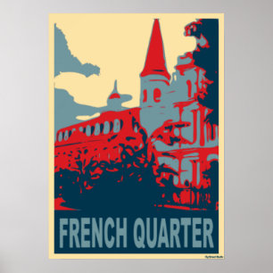 Französisches Viertel in Blue Poster