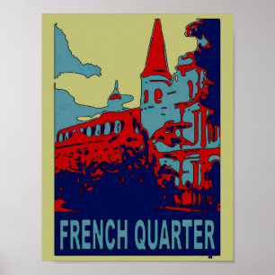 Französisches Viertel in Blue Poster