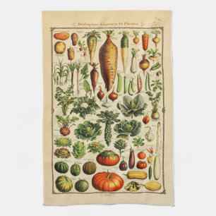 Französisches vintage Bio-Gemüse-Küchenhandtuch Geschirrtuch
