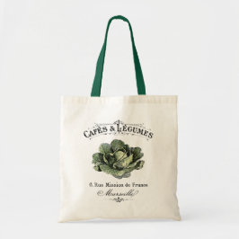 Französisches Vintages Café Veggie Vegan Cabbage Tragetasche