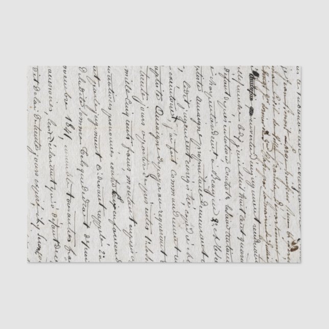 Französisches Vintages Skriptfarbenhandzettel Seidenpapier (Vorderseite)