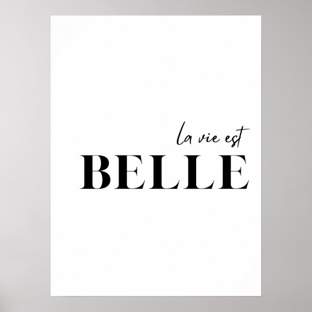 Französisches Zitat "La vie est belle" Poster (Vorne)