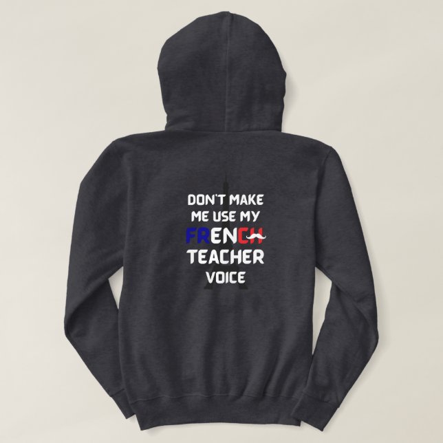 Französischlehrer witziger weißer Text vorne und h Hoodie (Design Rückseite)