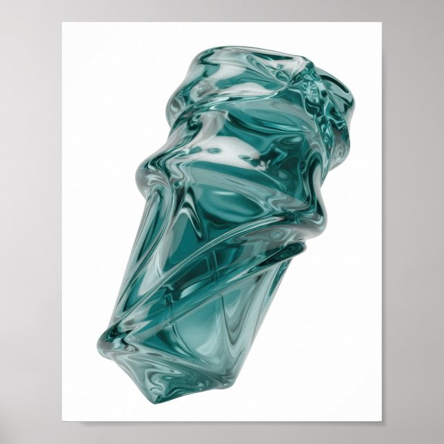 Frappierende Silberne ABSTRACTE KUNST Moderne Gest Poster (Vorne)