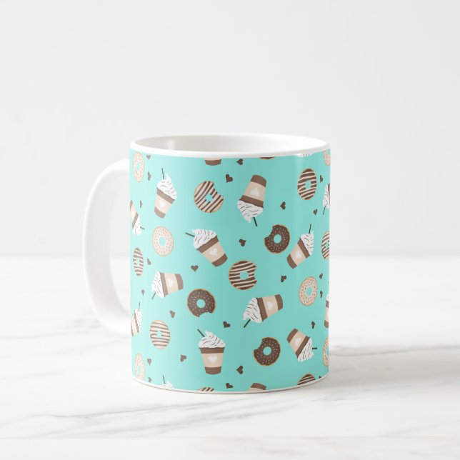 Frappuccino Kaffee Sprinkler Donut Muster Kaffeetasse (Vorderseite Links)