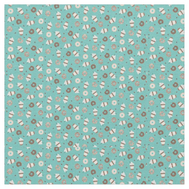 Frappuccino Kaffee Sprinkler Donut Muster Stoff (Nahaufnahme)