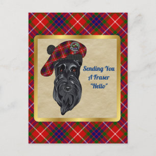 Fraser Clan Abzeichen & Tartan Postkarte