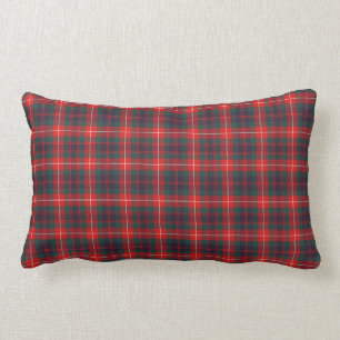 Fraser Clan Bright Red and Navy Blue Modern Tartan Lendenkissen