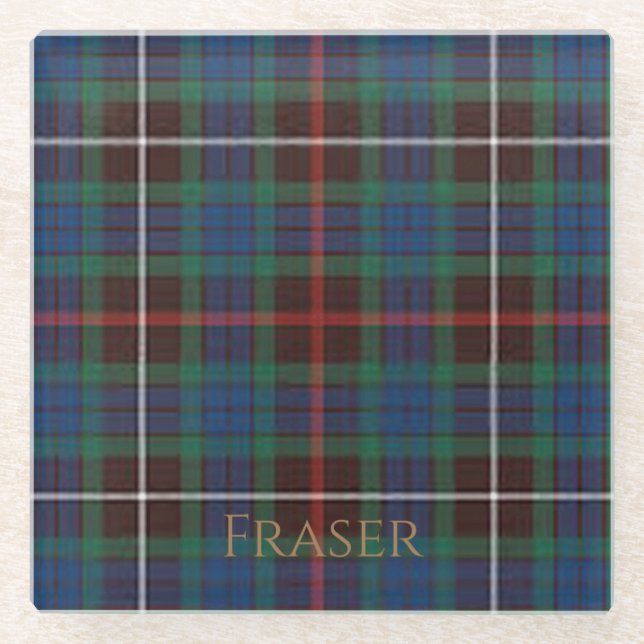 Fraser Clan Tartan Glass Untersetzer (Vorderseite)