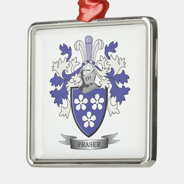 Fraser Familienwappen-Wappen Silbernes Ornament (Links)