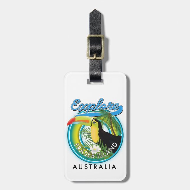 Fraser Island Australia - Explorations-Logo Gepäckanhänger (Vorderseite vertikal)