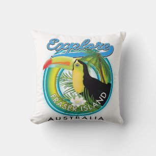 Fraser Island Australien Explorationslogo Kissen