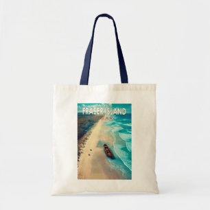 Fraser Island K'gari Australien Reise Kunst Vintag Tragetasche