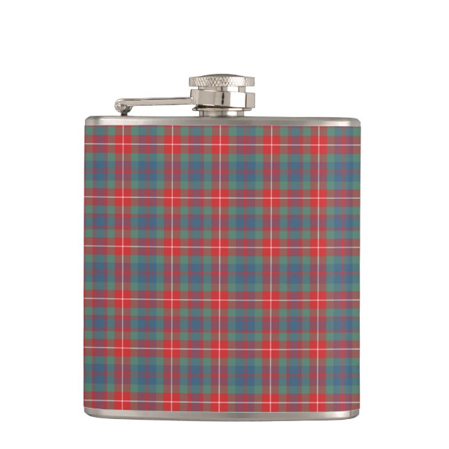Fraser of Lovat Blue and Coral Ancient Tartan Flachmann (Vorderseite)