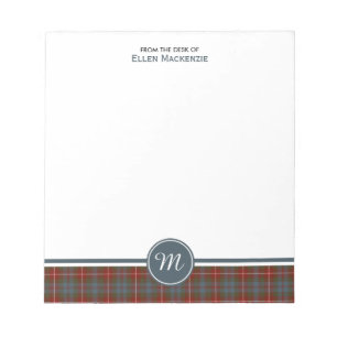Fraser of Lovat Weathered Tartan Monogram Notizblock