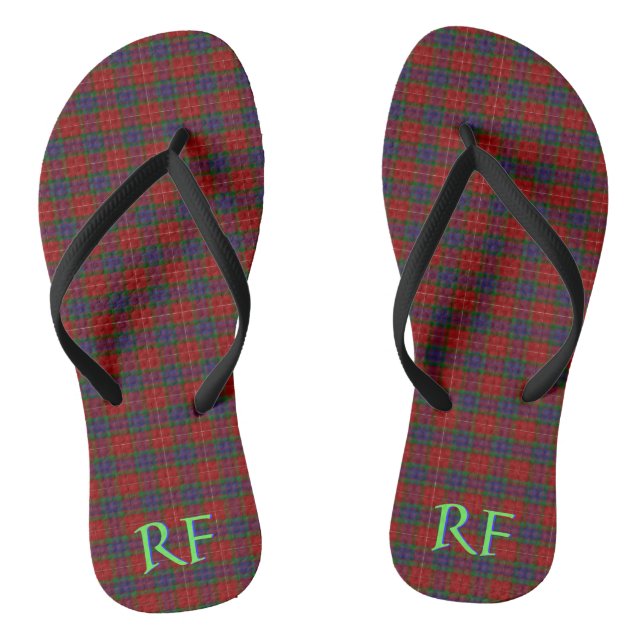 Fraser Offizielles Tartan mit Monogramm/Initialen Flip Flops (Fußbett)