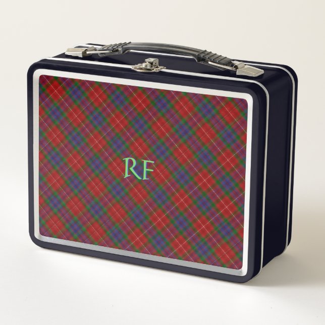 Fraser Offizielles Tartan mit Monogramm/Name Metall Brotdose (Vorderseite)