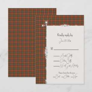 Fraser Red Scottish Tartan Wedding RSVP Karte