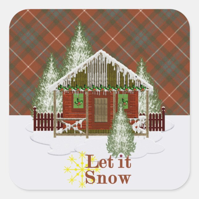 Fraser Red Weathered Original Scottish Tartan Quadratischer Aufkleber (Vorderseite)