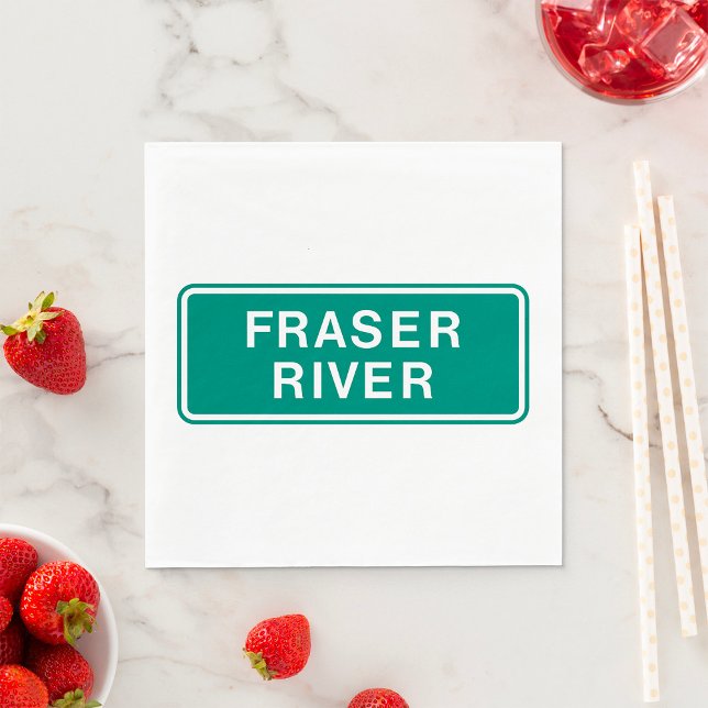 Fraser River Highway Sign British Columbia Kanada Serviette (Von Creator hochgeladen)