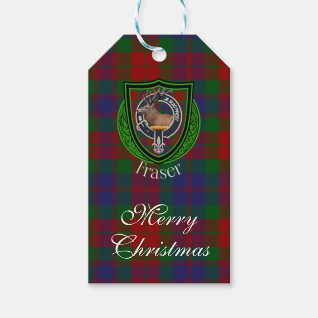 Fraser schottischer Clan Tartan & Wappen Geschenkanhänger (Vorderseite)
