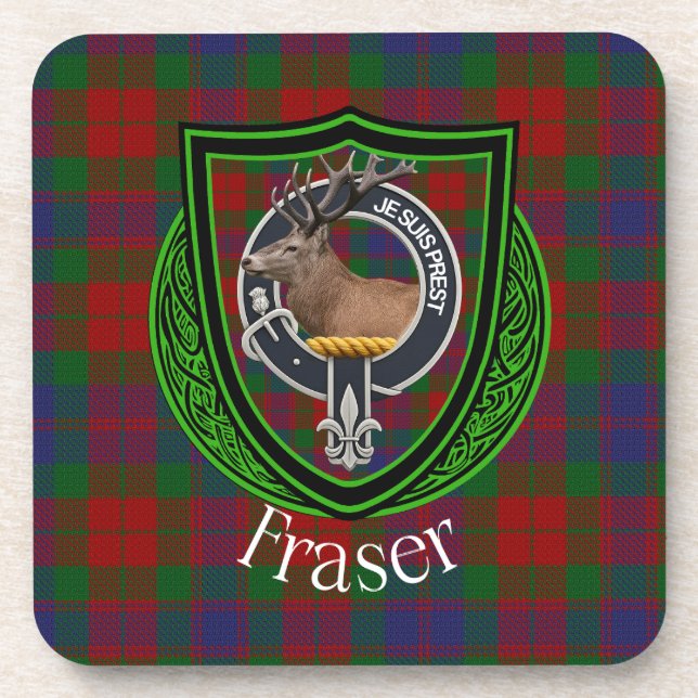 Fraser Scottish Clan Tartan & Crest Getränkeuntersetzer (Vorderseite)