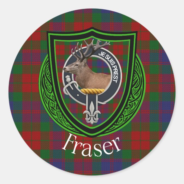 Fraser Scottish Clan Tartan & Crest Runder Aufkleber (Vorderseite)