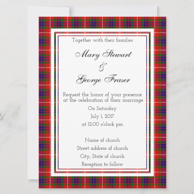 Fraser Scottish Wedding Einladung (Vorderseite)