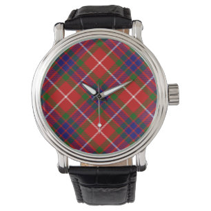 Fraser tartan red blue lila kariert armbanduhr