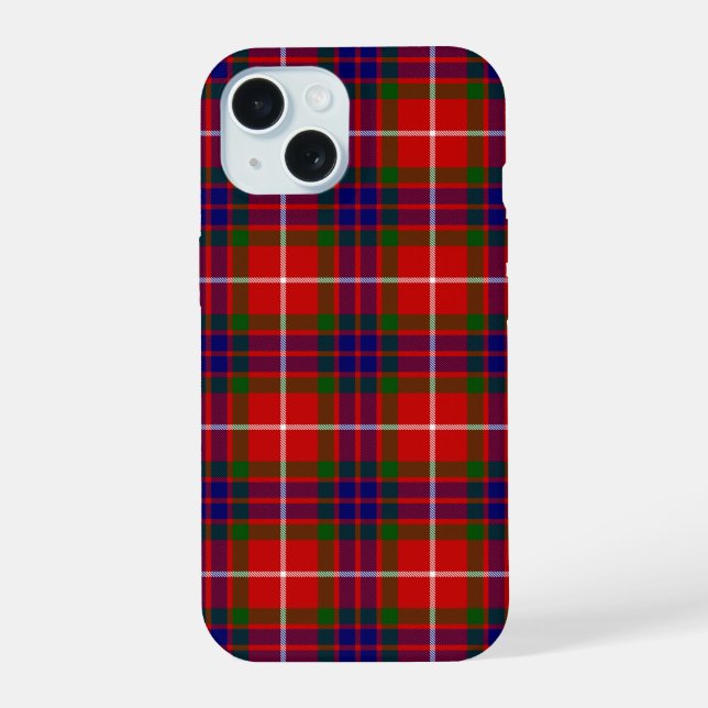 Fraser tartan red blue lila kariert iPhone 15 hülle (Rückseite)