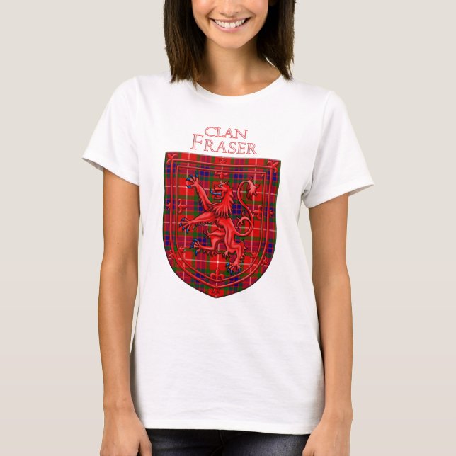 Fraser Tartan Scottish Kariert Lion Rampant T-Shirt (Vorderseite)