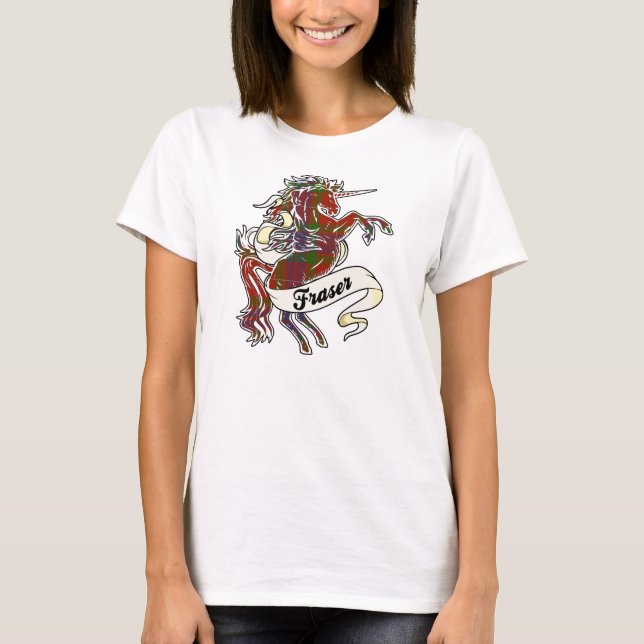 Fraser Tartan Unicorn T-Shirt (Vorderseite)