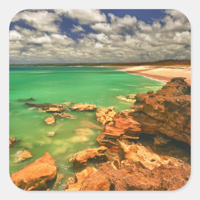 Frasers Beach | Tasmanie Quadratischer Aufkleber (Vorderseite)