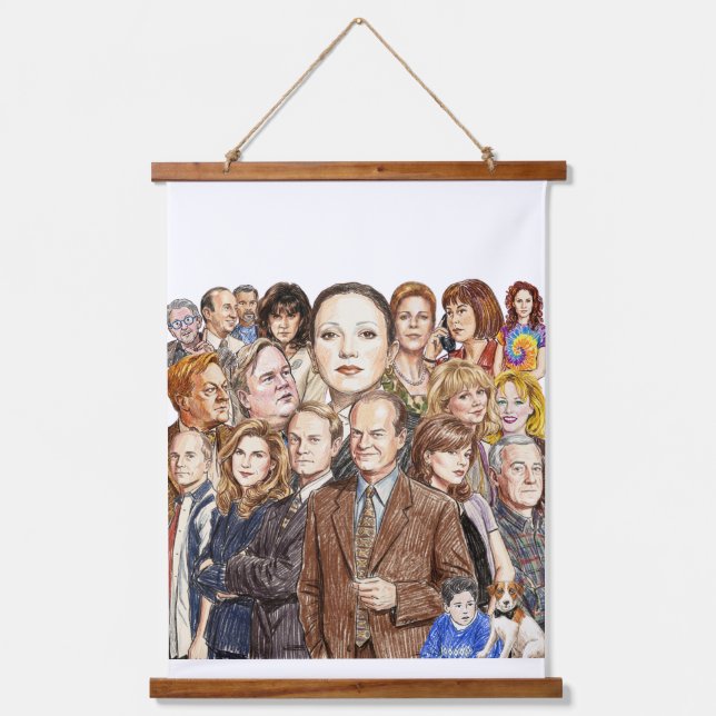 Frasier - Collage Wandteppich Mit Holzrahmen (Vorderseite)