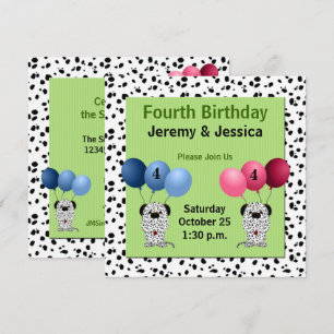 Fratern Twins 4. Geburtstag Party mit Green Einladung