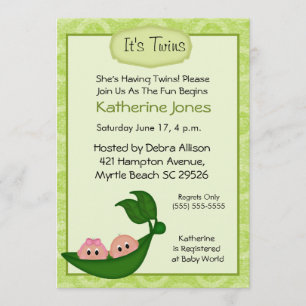 Fraternal Twins Baby Dusche Einladung