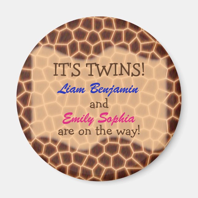 Fraternal Twins - Giraffe Themed Baby Dusche Magnet (Vorne)