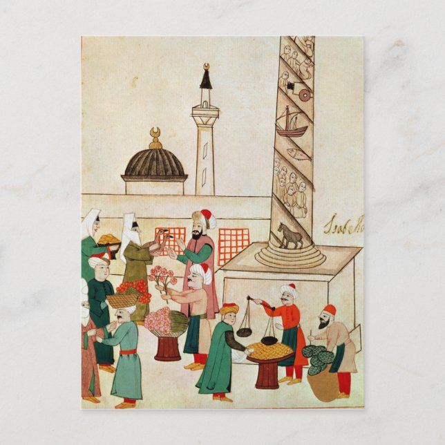 Frau 1671 A Bazaar in Istanbul, c.1580 Postkarte (Vorderseite)