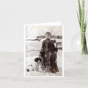 Frau 1890 und ihr Bretagne-Jagd-Hund Karte