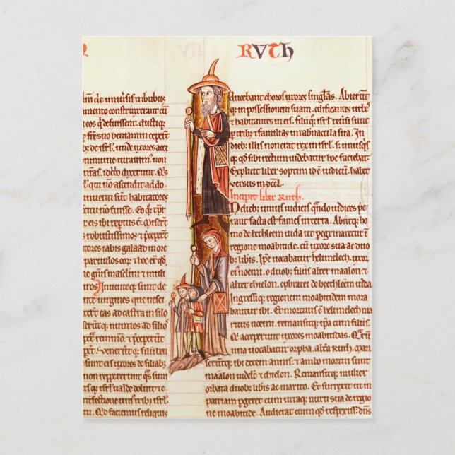 Frau 21 fol.97 Ruth und Boaz, aus einer Bibel Postkarte (Vorderseite)