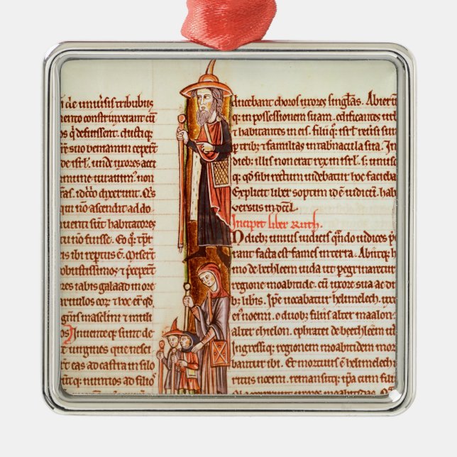 Frau 21 fol.97 Ruth und Boaz, von einer Bibel Ornament Aus Metall (Vorne)